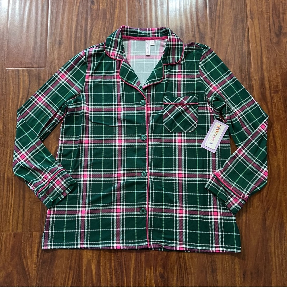 NWT Joyspun Women’s Cozy Jersey Notch Collar Pajama Top size Medium